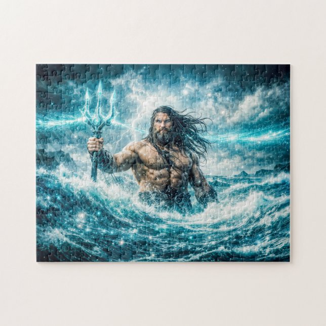 Puzzle Verseau Zodiaque avec Guerrier Trident dans un Océ (Horizontal)