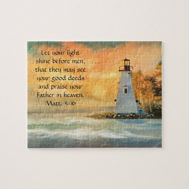 Puzzle Verset de la Bible chrétienne Phare Lumière Brille (Horizontal)