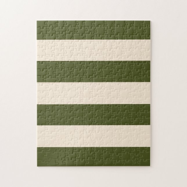 Puzzle Vert armée et rayures blanches antiques (Vertical)