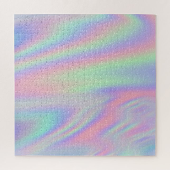 Puzzle Vert Menthe Rose Iridescent Ombre Arc-en-Ciel (Vertical)