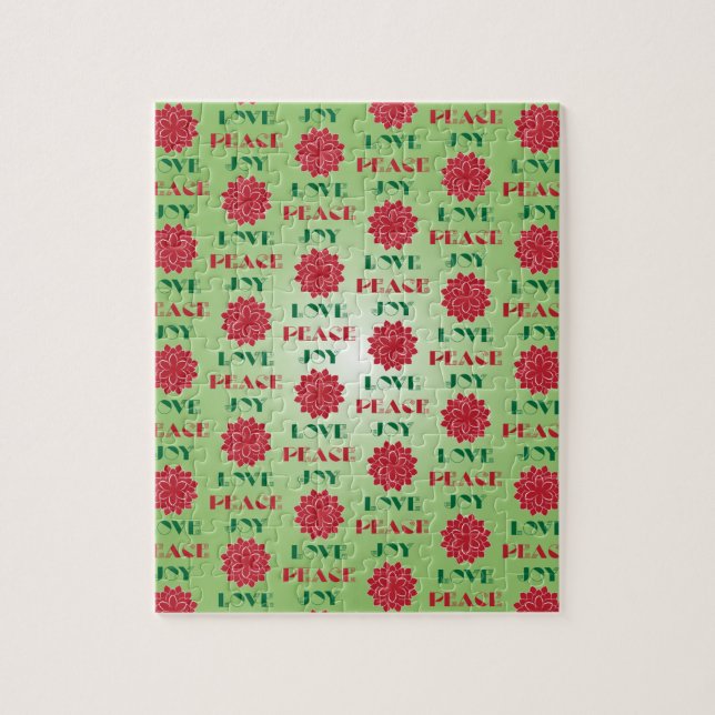 Puzzle Vert moderne et rouge Amour, Paix, Joie citation (Vertical)