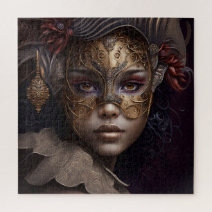 Puzzle Very beautiful woman portrait with a Venetian mask
