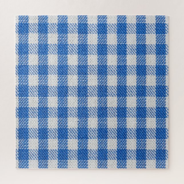 Puzzle Vêtements de table recouverts de blanc bleu. (Vertical)