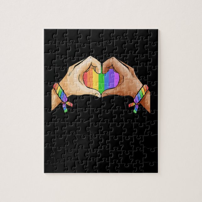 Puzzle Vêtements gay pride LGBT Arc-en-ciel Coeur Unicorn (Vertical)
