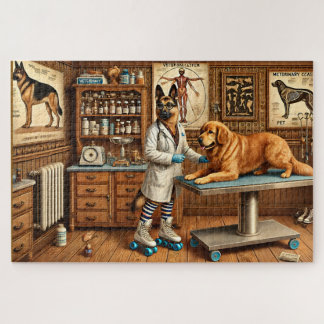 Puzzle Vétérinaire Berger Allemand Vintage Rétro Clinique