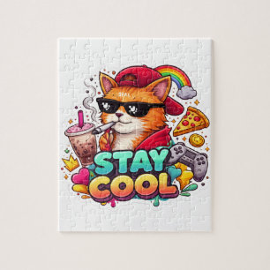 Puzzle Vibes Cool – Mode Streetwear pour Chat Détendu