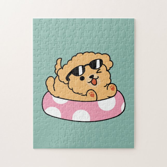 Puzzle Vibes d'été Chien - Chiot flottant avec lunettes d (Vertical)