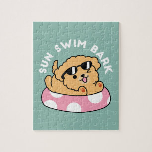 Puzzle Vibes d'été Chien - Chiot flottant avec lunettes d