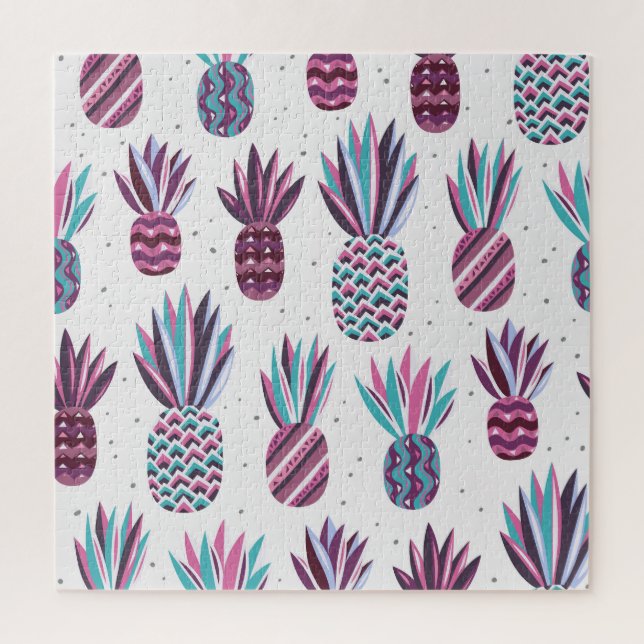 Puzzle Vibes d'été : Motif d'ananas, points colorés (Vertical)