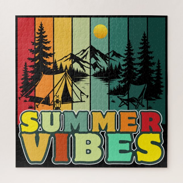 Puzzle vibes d'été nature camping vacances aventure (Vertical)