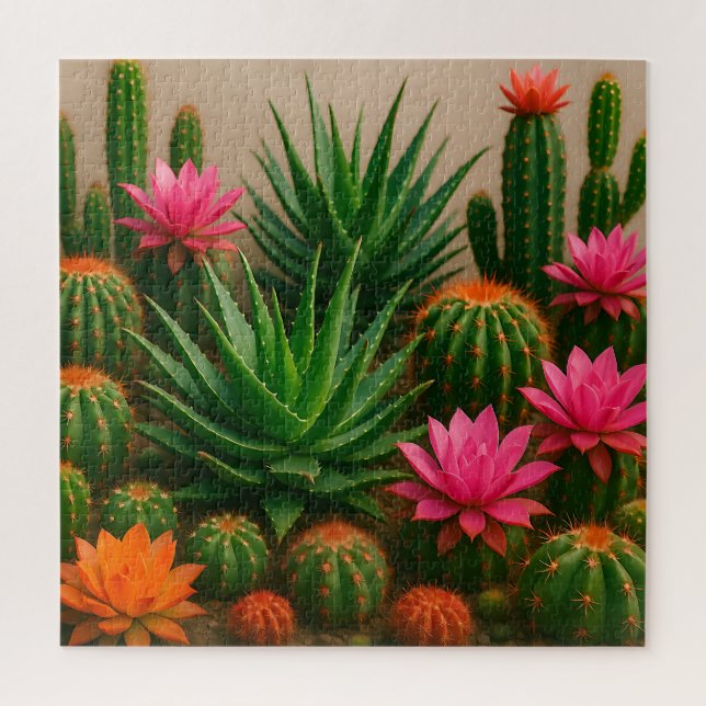 Puzzle Vibrant Cactus Succulent Bloom Desert (Vertical)
