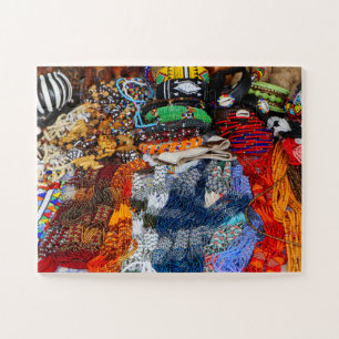 Puzzle Vibrant perlage africain sur un marché local