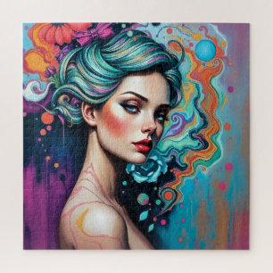 Puzzle Vibrant Psychédélique Beauté Portrait-Artiste Femm