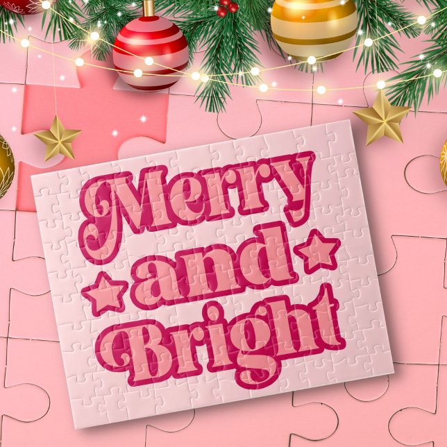 Puzzle Vibrant rose joyeux et brillant Noël (Créateur téléchargé)