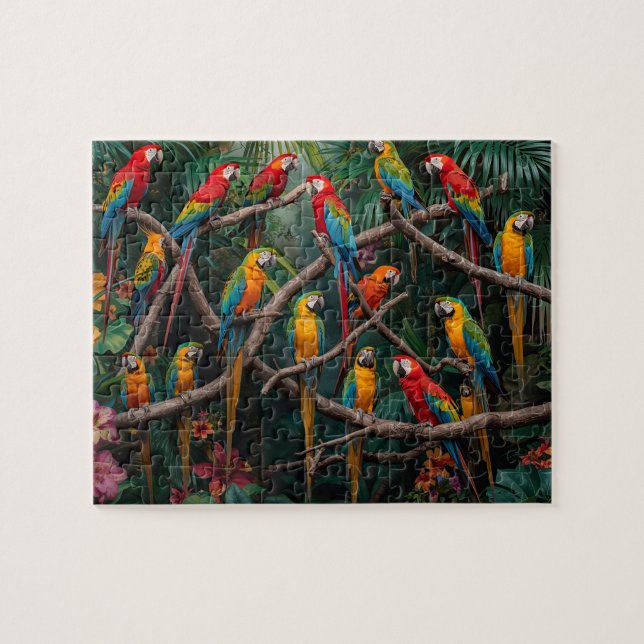 Puzzle Vibrant Tropical Macaws Jungle (Horizontal)