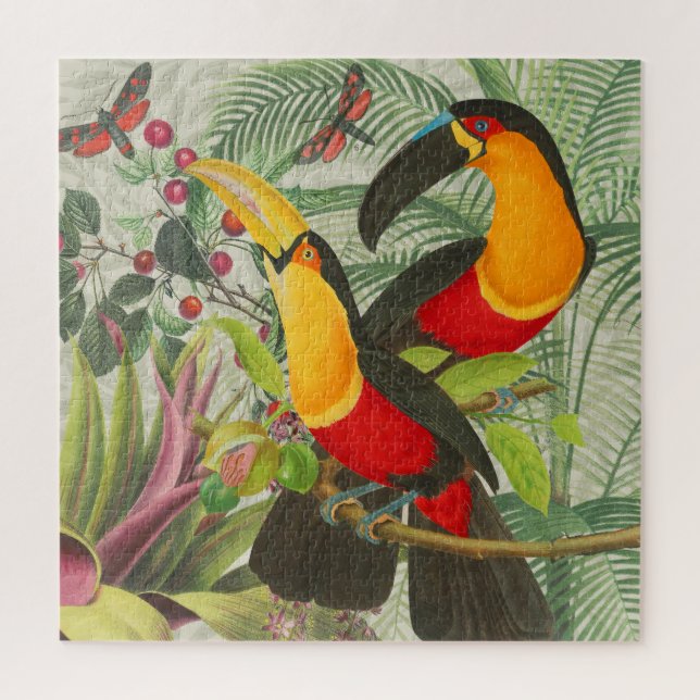 Puzzle Vibrant Tropical Toucan Birds Art Exotic Jungle (Vertical)
