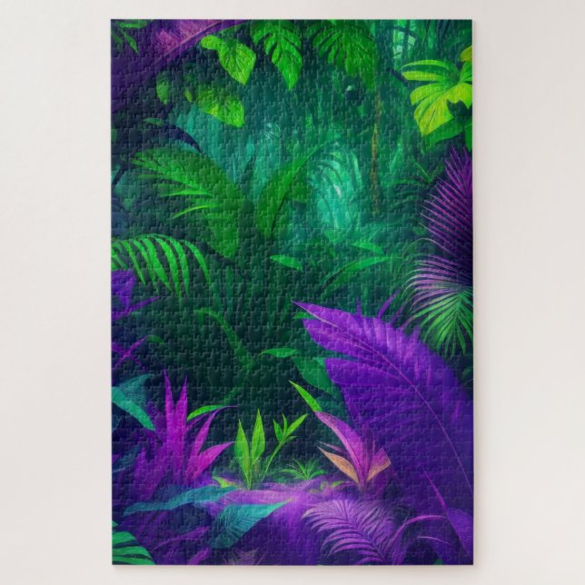 Puzzle Vibrant violet vert Jungle tropicale (Vertical)