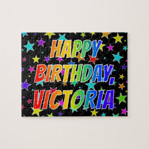 Puzzle "VICTORIA" Prénom, Amusant "HEUREUX ANNIVERSAIRE"