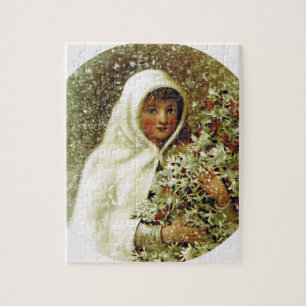 Puzzle Victorian hiver fille saint baies branches neige