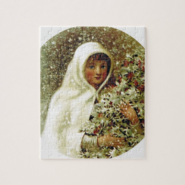 Puzzle Victorian hiver fille saint baies branches neige (Vertical)