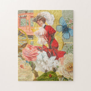 Puzzle Victorian Lady Woman Fun Carriage