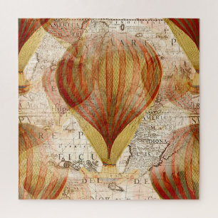 Puzzle Victorian Steampunk Collage of Hot Air Balloons