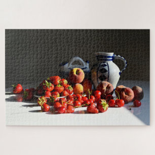 Puzzle Vie morte avec fraises, pêches et cerises