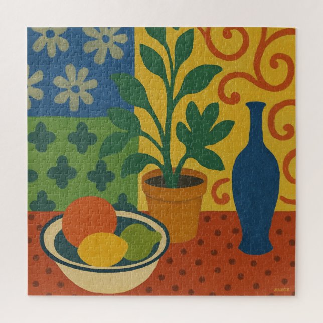 Puzzle Vie morte moderniste avec peinture sur fruits (Vertical)