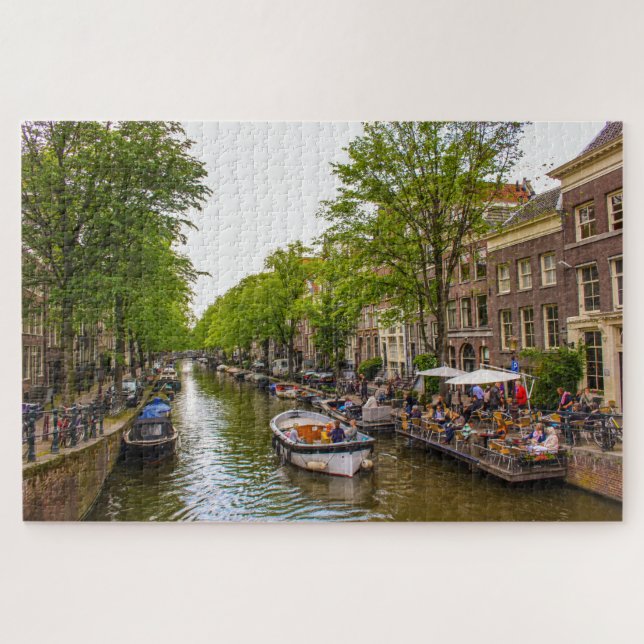 Puzzle Vie sur le canal d'Amsterdam, Pays-Bas (Horizontal)