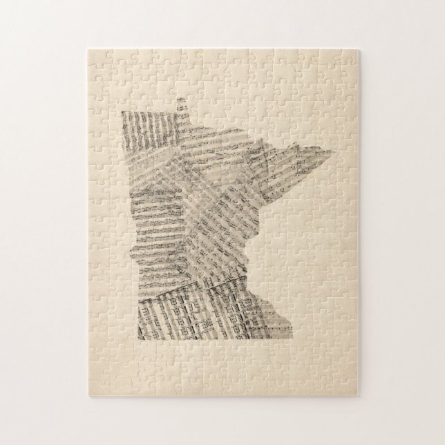 Puzzle Vieille carte de musique de feuille du Minnesota (Vertical)