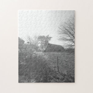 Puzzle Vieille ferme en noir et blanc