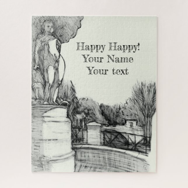 Puzzle Vieille fontaine dans le parc avec garçon sculpté (Vertical)