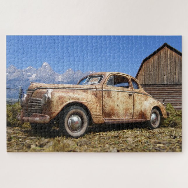 Puzzle Vieille grange Vintage Trouver voiture Automobile  (Horizontal)