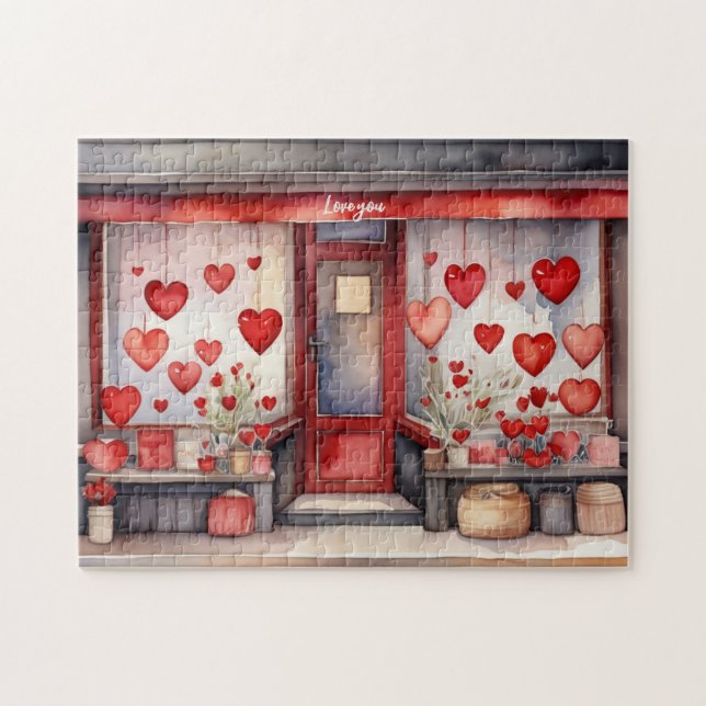 Puzzle Vielle ville Valentine's Day Shop Fenêtre (Horizontal)