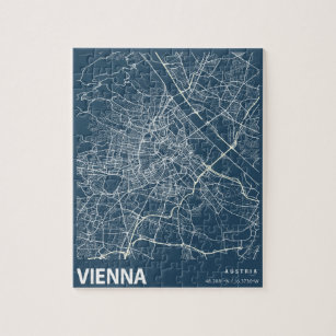Puzzle Vienne Minimaliste City Map Line Art en bleu