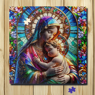 Puzzle Vierge Marie et Bébé Jésus Vitrail