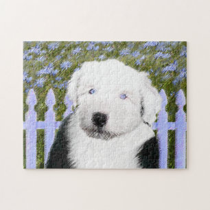 Puzzle Vieux anglais Sheepdog Puppy Peinture - Chien Art