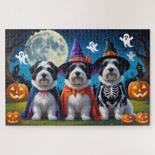 Puzzle Vieux bergers anglais Citrouille Halloween Funny (Horizontal)