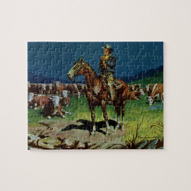 Puzzle Vieux Cowboy, éleveur de bétail dans la ferme (Horizontal)