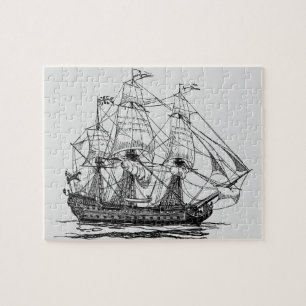 Puzzle Vieux Galion de Pirates, Esquisse d'un Navire de 7