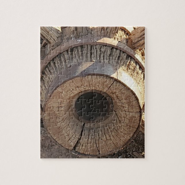 Puzzle Vieux West Wagon Wheel Photo (Vertical)