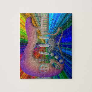 Puzzle vif de guitare de paix de couleurs