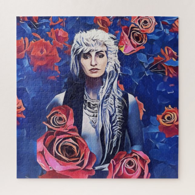 Puzzle Viking Woman Red Roses Art Abstrait original (Vertical)