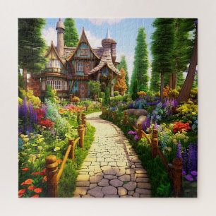 Puzzle Village Beau Vert Coloré Féminin Printemps