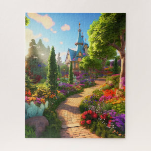 Puzzle Village Beau Vert Coloré Féminin Printemps