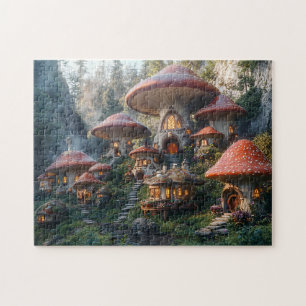 Puzzle Village de champignons Gnome Cottagecore Champigno