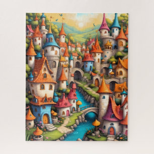 Puzzle Village de château de conte de fées coloré