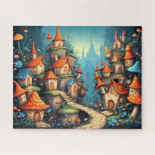 Puzzle Village de conte de fées fantaisiste avec toits en