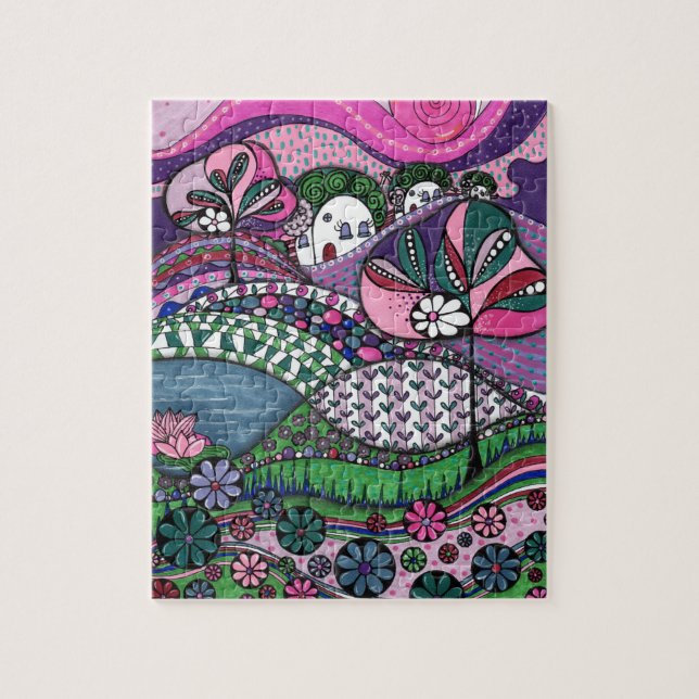 Puzzle Village de conte de fées Zentangle fantaisiste Puz (Vertical)