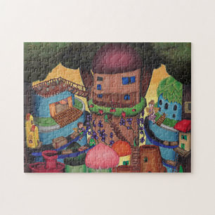 Puzzle Village de fées magnifique perché dans les arbres